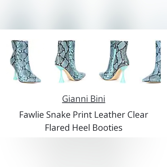 Fawlie snakeskin leather boots Blue Black Clear Flared heel Gianni Bini 8 Ankle - Picture 2 of 8